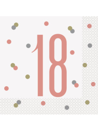 UNIQUE GLITZ ROSE GOLD  LUN NAPKIN NUMBER 18 PK16