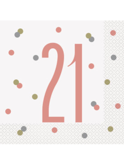 UNIQUE GLITZ ROSE GOLD LUN NAPKIN NUMBER 21 PK16