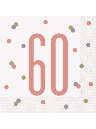 UNIQUE GLITZ ROSE GOLD LUN NAPKIN NUMBER 60 PK16