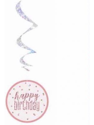 UNIQUE 32" GLITZ ROSE GOLD BIRTHDAY DAY HANG SWIRL
