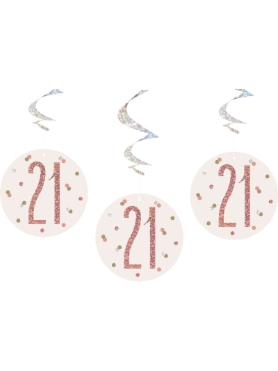 UNIQUE 32" GLITZ ROSE GOLD 21ST HANG SWIRL