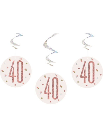 UNIQUE 32" GLITZ ROSE GOLD 40TH HANG SWIRL