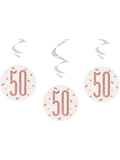 UNIQUE 32" GLITZ ROSE GOLD 50TH HANG SWIRL
