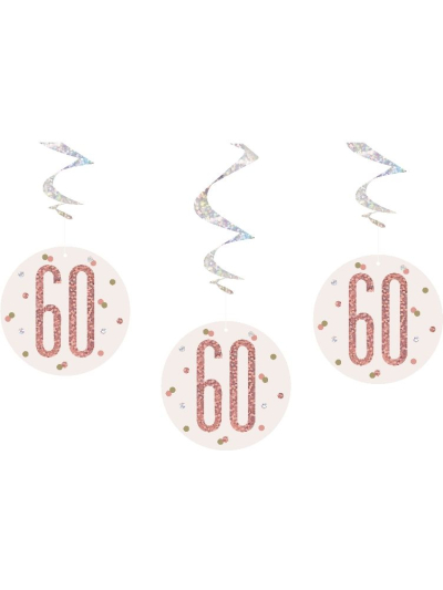 UNIQUE 32" GLITZ ROSE GOLD 60TH HANG SWIRL