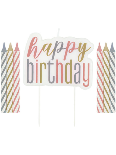 GLITZ ROSE GOLD HAPPY BIRTHDAY CANDLE SET