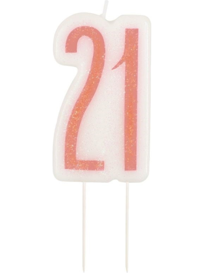 GLITZ ROSE GOLD BIRTHDAY CANDLE NUMBER 21