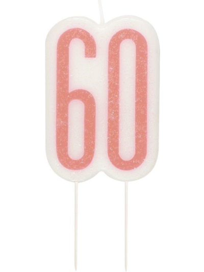 GLITZ BIRTHDAY  ROSE GOLD NUMBER CANDLE 60