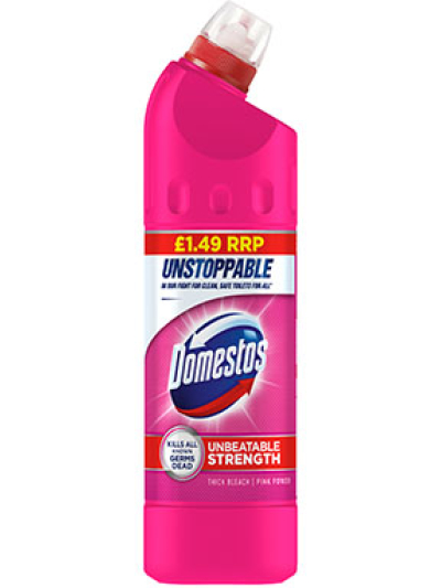DOMESTOS "PINK POWER" THICK BLEACH 750ML PM£1.49