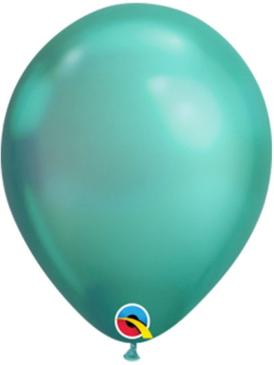 QUALATEX 7IN ROUND CHROME GREEN BALLOONS PK100