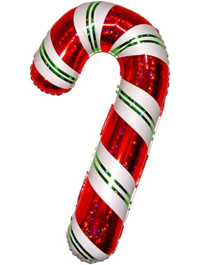 BETALLIC 41" HOLOGRAPHIC CANDY CANE SHAPE HELIUM BALLOON
