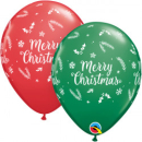 QUALATEX 11IN CHRISTMAS RED & GREEN PK25