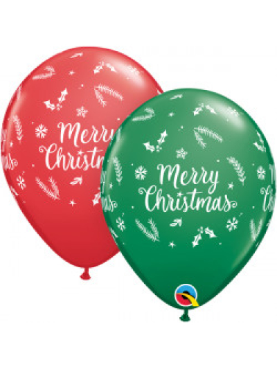 QUALATEX 11IN CHRISTMAS RED & GREEN PK25