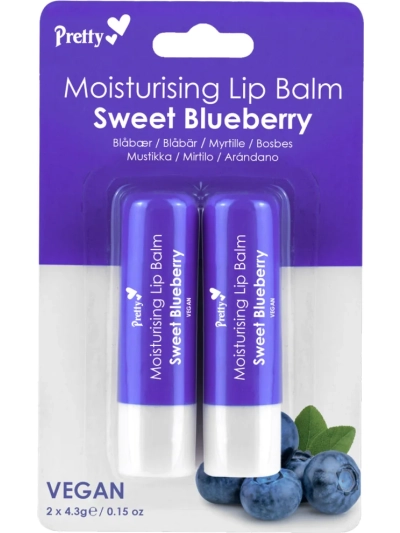PRETTY MOISTURISING LIP BALM "SWEET BLUEBERRY" PACK OF 2