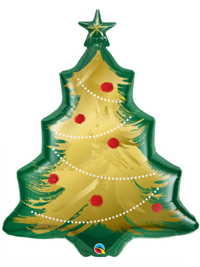 QUALATEX 40" "CHRISTMAS TREE BRUSHED GOLD" SUPERSHAPE BALLOON