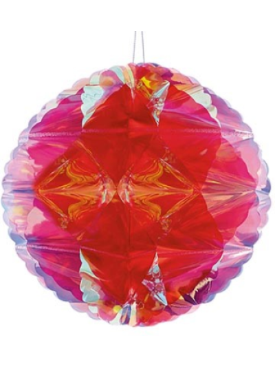 25CM RED IRID FOIL HONEYCOMB BALL
