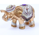 Sifcon Lucky Gold Elephant Ornament 8cm X 5cm (GOLD AND PURPLE)