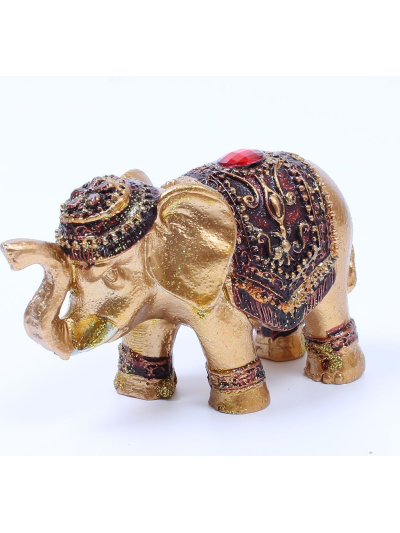 Sifcon Lucky Gold Elephant Ornament 8cm X 5cm (GOLD AND RED)