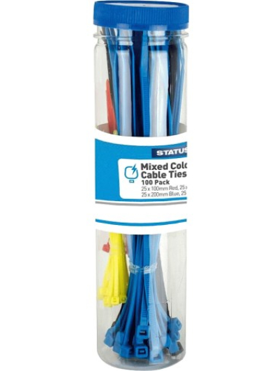 STATUS MIXED COLOUR CABLE TIES 100 PACK
