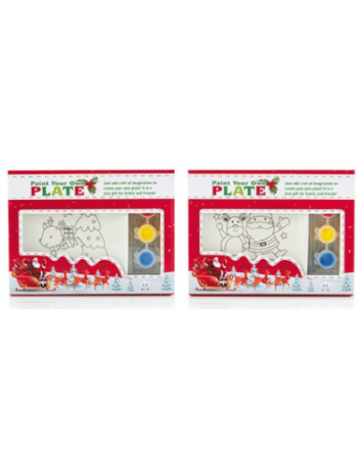 PAINT YOUR OWN CERAMIC PLATE SANTA-REINDEER