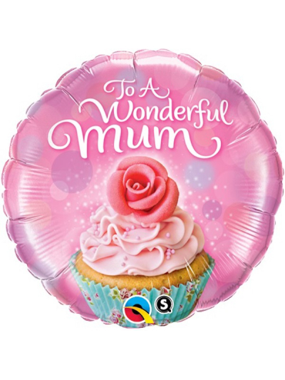 QUALATEX 18" TO A WONDERFUL MUM CUPCAKE MICROFOIL BALLOON
