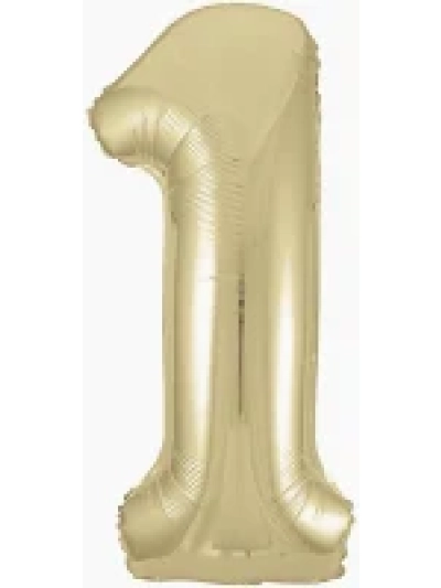 UNIQUE 34" WHITE GOLD FOIL BALLOON NUMBER 1