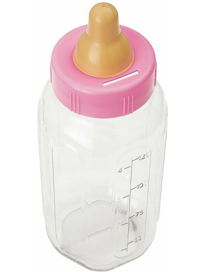 UNIQUE 11" PINK BABY BOTTLE BANK