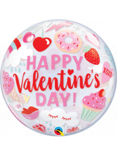 QUALATEX VALENTINES 22" SINGLE BUBBLE