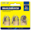 TOP TOOLS BRASS PADLOCKS 3PC, 20MM WITH 3 KEYS