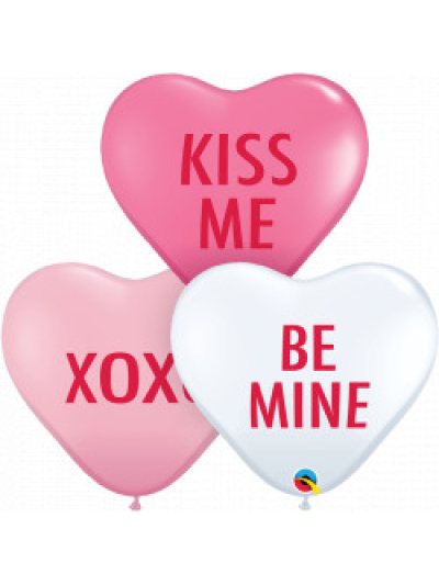 QUALATEX 11" HEART LOVE EXPRESSION ASSORTED BALLOONS PK50