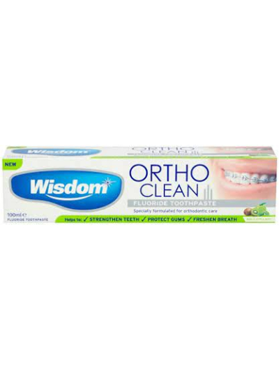 WISDOM ORTHO CLEAN FLUORIDE TOOTHPASTE KIWI & APPLE MINT -300ML: SINGLE AND BULK