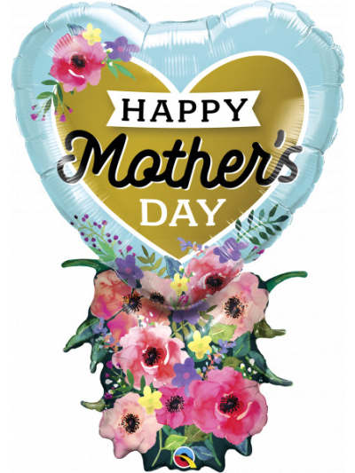 QUALATEX 38" HAPPY MOTHERS DAY HEART BOUQUET SUPRAFOIL BALLOON