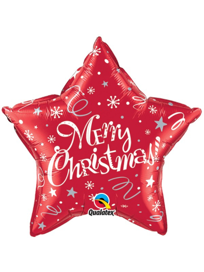QUALATEX 20" FESTIVE RED "MERRY CHRISTMAS" FOIL BALLOON