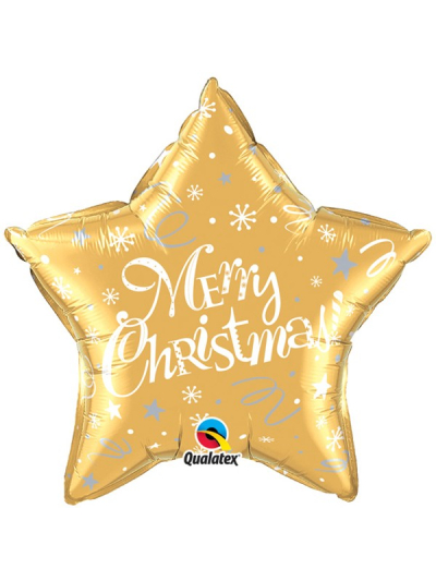QUALATEX 20" FESTIVE GOLD "MERRY CHRISTMAS" FOIL BALLOON