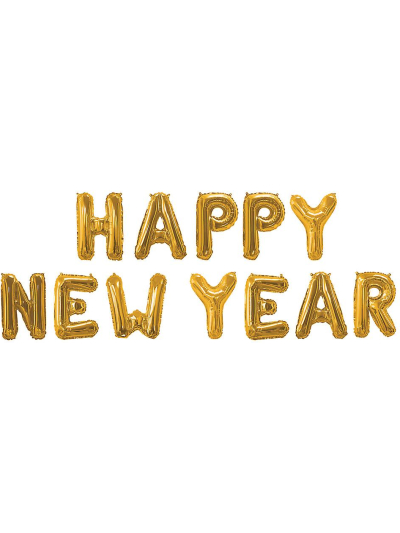 NEVITI 16" GLITZ & GLAMOUR "HAPPY NEW YEAR" GOLD  FOIL BALLOONS