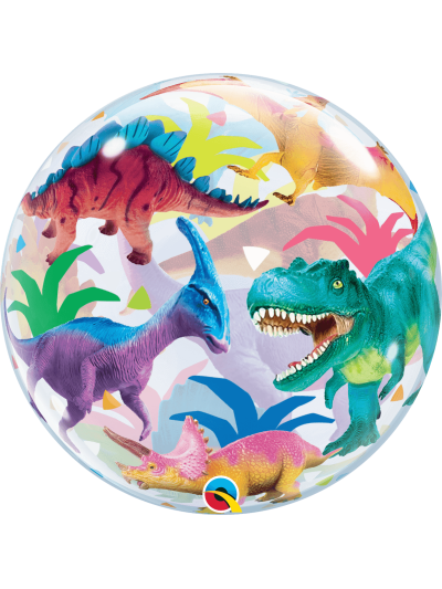 QUALATEX DINOSAURS COLORFUL 22IN SINGLE BUBBLE