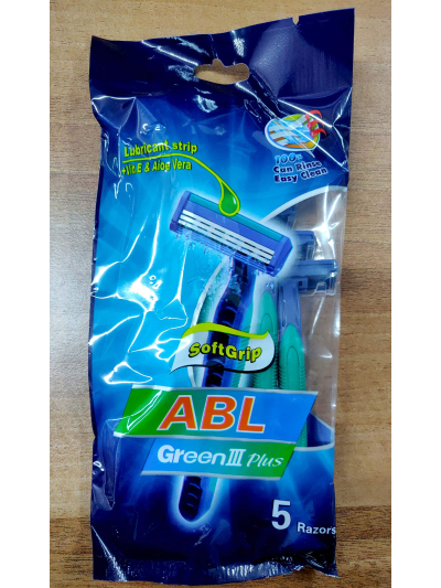 ABL GREEN 3 PLUS SOFT GRIP PACK OF 5 RAZORS
