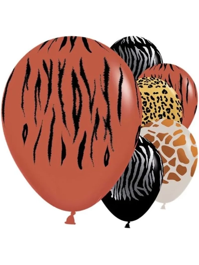 SEMPERTEX 12IN ROUND ANIMAL PRINT ASSORTED BALLOONS PK50