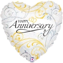 BETALLIC 18" HOLOGRAPHIC SILVER HAPPY ANNIVERSARY BALLOON
