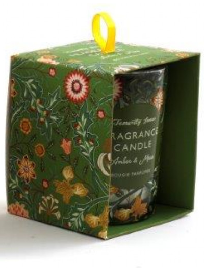 SUSSEX CANDLE POT IN OPEN BOX 8CMX10CM (Amber and Moss)
