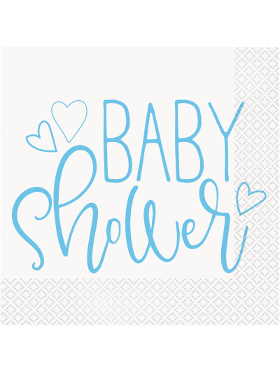 UNIQUE BLUE HEART BABY SHOWER NAPKINS PK16