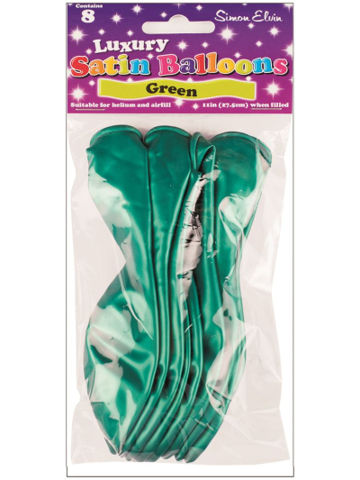 S/ELVIN SATIN BALLOONS GREEN PK8