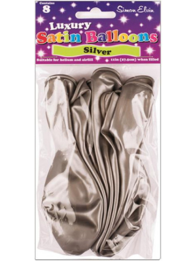 SIMON ELVIN SATIN BALLOONS SILVER PK8