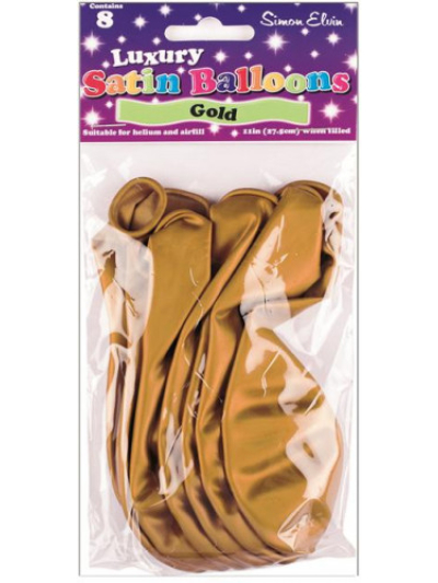 SIMON ELVIN SATIN BALLOONS GOLD PK8