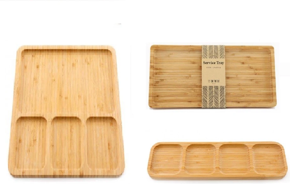 4 SECTION BAMBOO TRAY SMALL 28X24CM