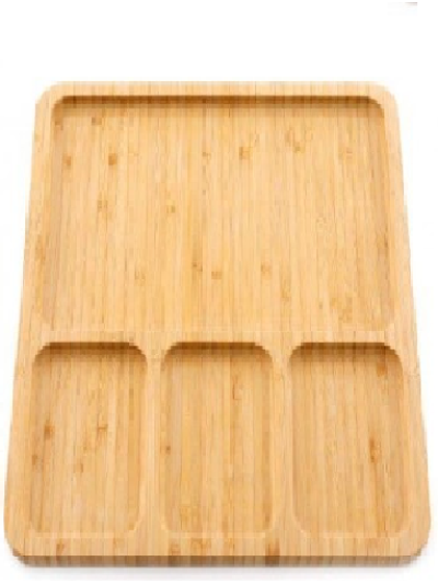 RECTANGULAR 4 SECTION BAMBOO TRAY LARGE