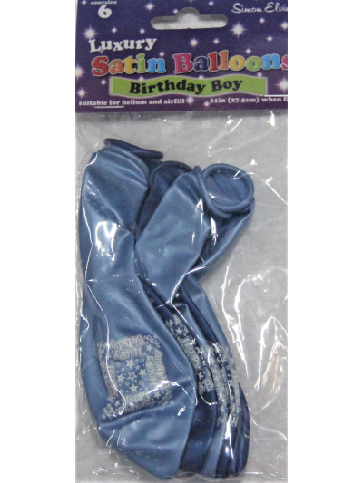 SIMON ELVIN LUX SATIN BALLOONS BDAY BOY PK6