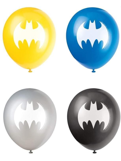 UNIQUE 12" BATMAN BALLOONS PK8