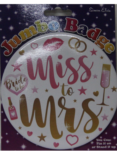 S/ELVIN JUMBO BADGE BRIDE TO BE