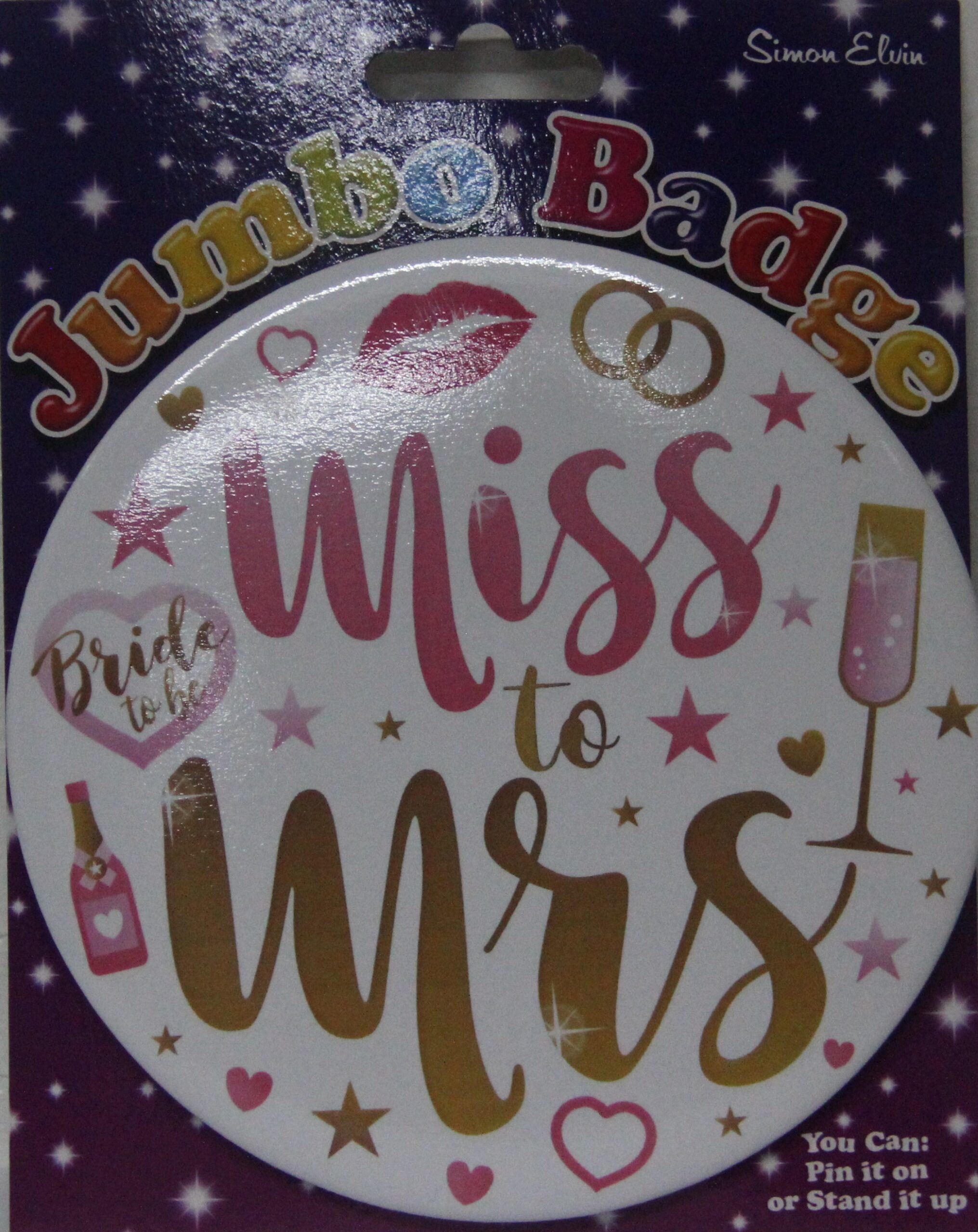 S/ELVIN JUMBO BADGE BRIDE TO BE