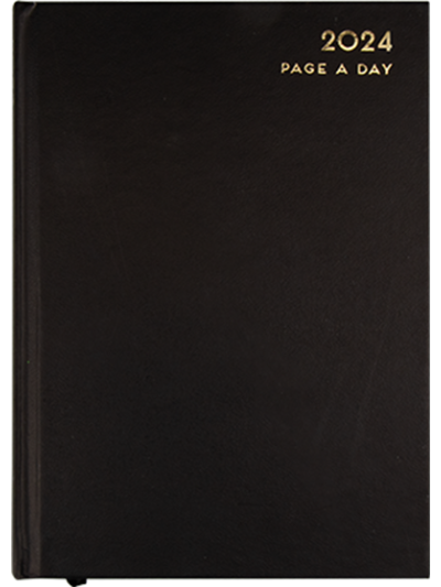 A5 DIARY 2024 DAY A PAGE HARBACK - BLACK